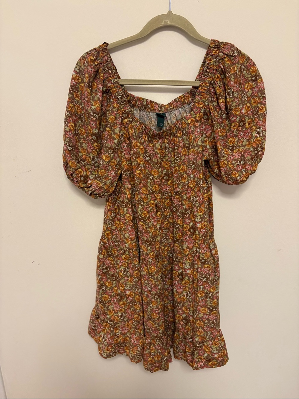 NWOT Wild Fable Floral Puff Sleeve Tiered Mini Dress XS Cottagecore babydoll